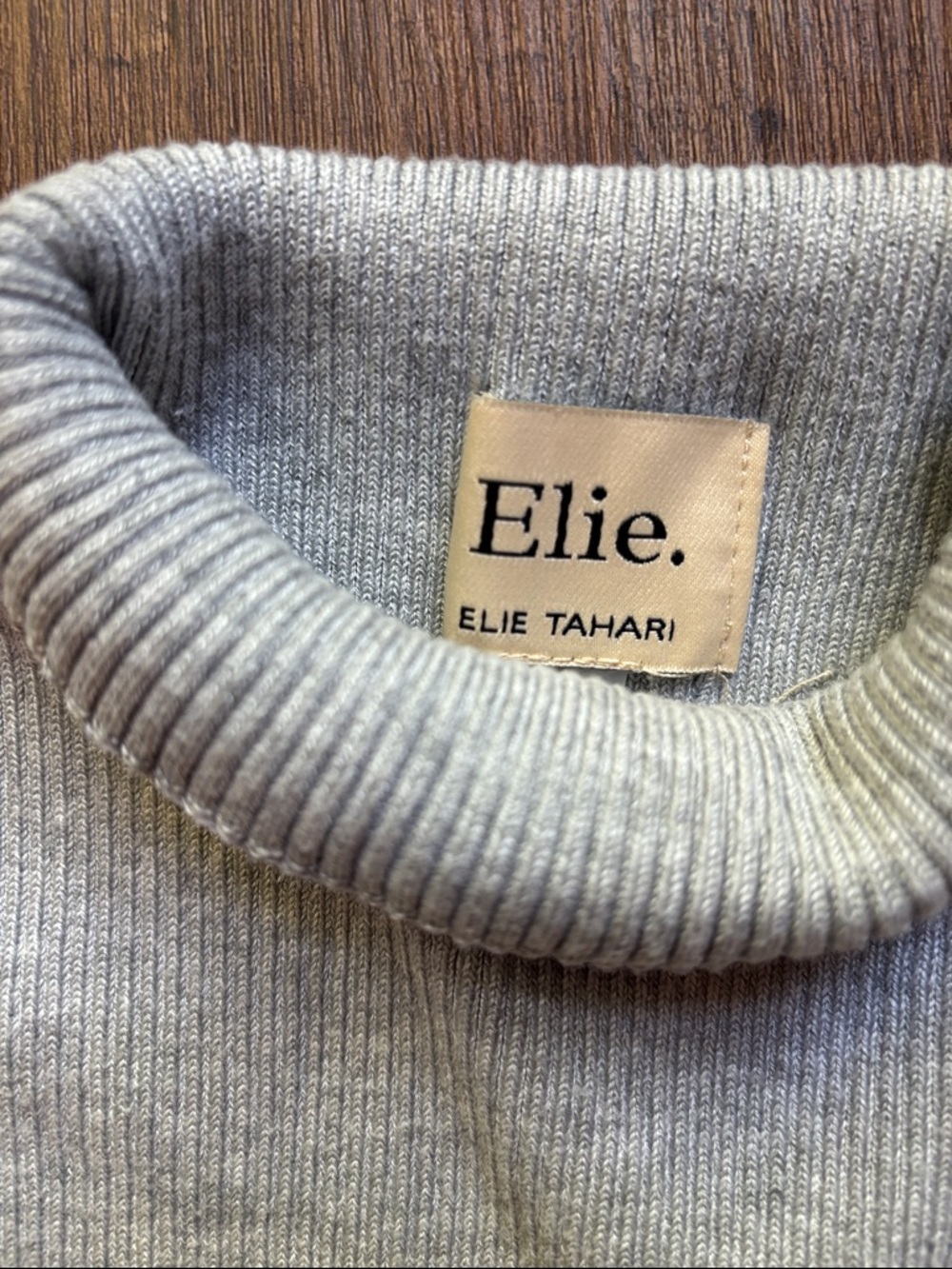 Elie Tahari Light Gray Ribbed Mock Neck Sweater Dress size XS